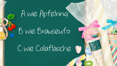 Zuckersüße Schultüten und Süßigkeitengläser für den Schulanfang