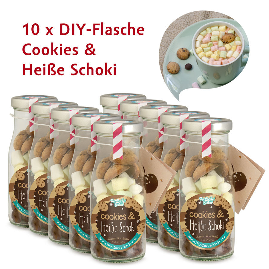 DIY Flasche - Cookie Heiße Schoki 10er Set