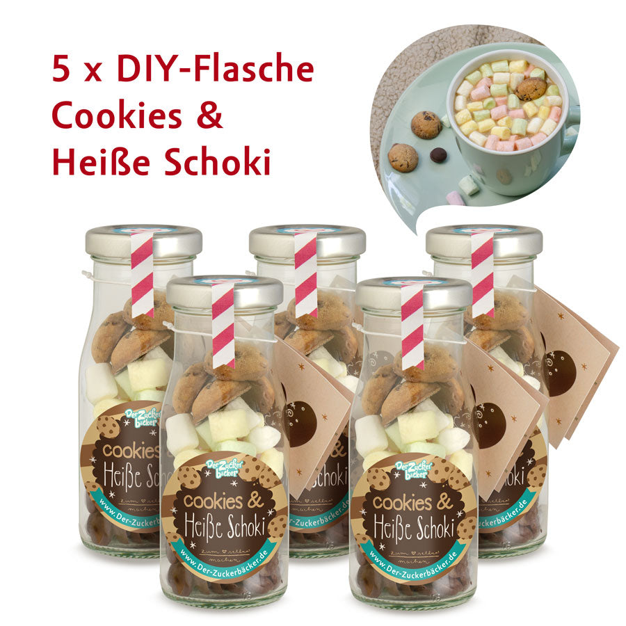 DIY Flasche - Cookie Heiße Schoki 5er Set