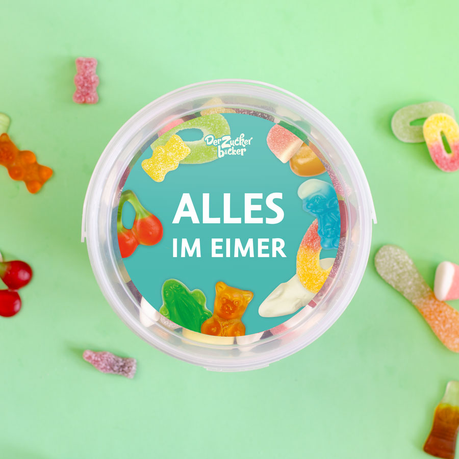 Alles im Eimer L – Großer Süßigkeiten-Eimer mit Fruchtgummi, Marshmallows & sauren Süßigkeiten