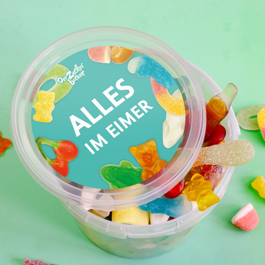Alles im Eimer L – Großer Süßigkeiten-Eimer mit Fruchtgummi, Marshmallows & sauren Süßigkeiten