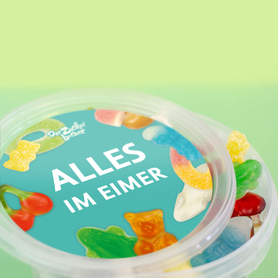 Alles im Eimer L – Großer Süßigkeiten-Eimer mit Fruchtgummi, Marshmallows & sauren Süßigkeiten