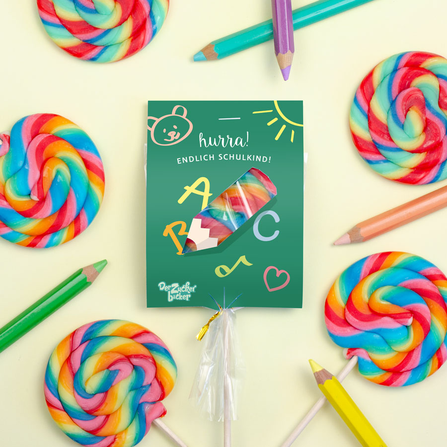 Regenbogenlolli Schulkind