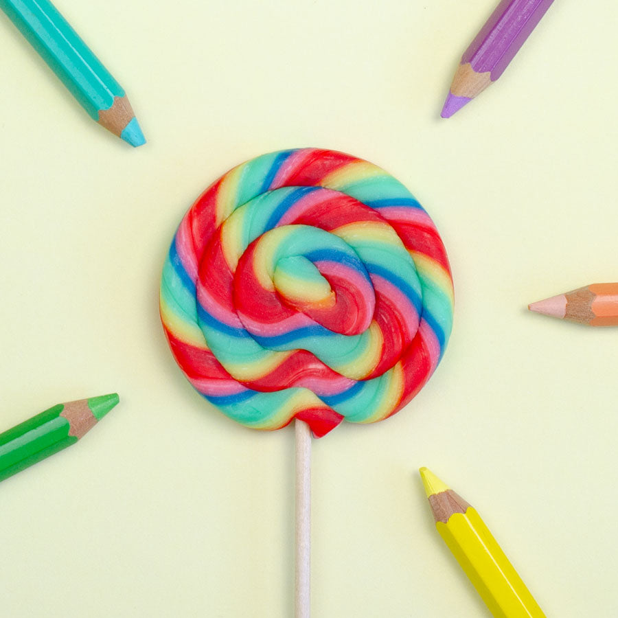 Regenbogenlolli Schulkind