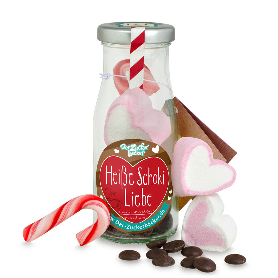 DIY Heiße Schokolade „Liebe“ – Valentinstagsgeschenk mit Herz-Marshmallows im Glas