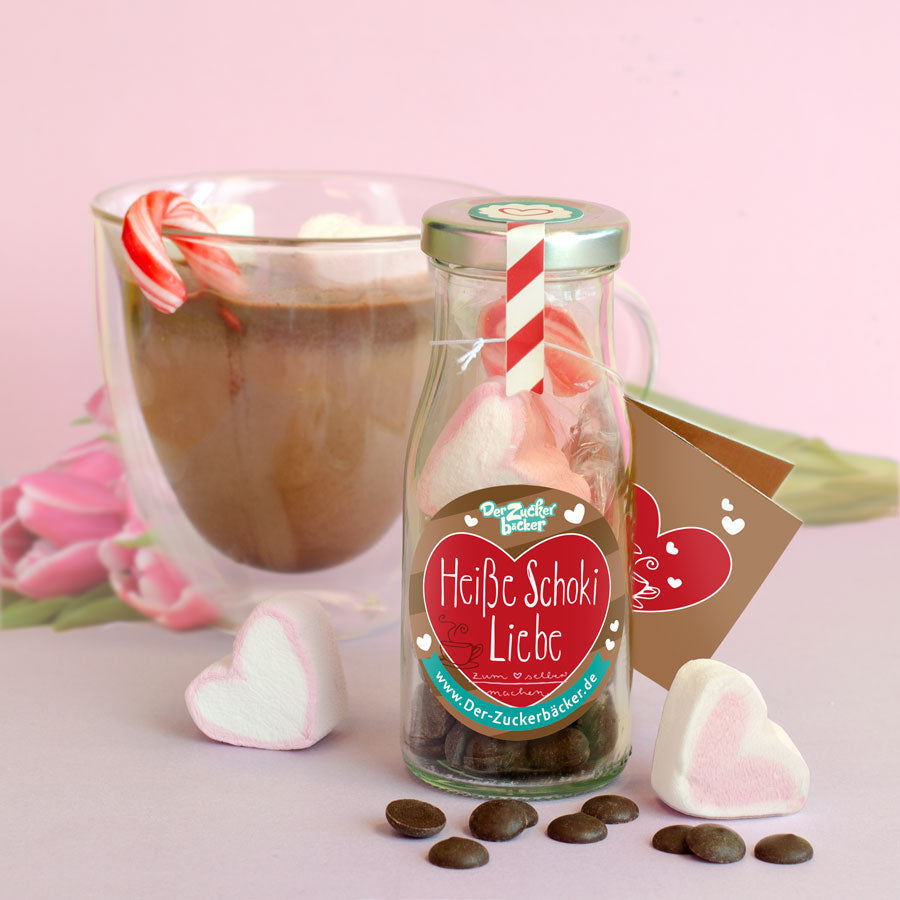 DIY Heiße Schokolade „Liebe“ – Valentinstagsgeschenk mit Herz-Marshmallows im Glas