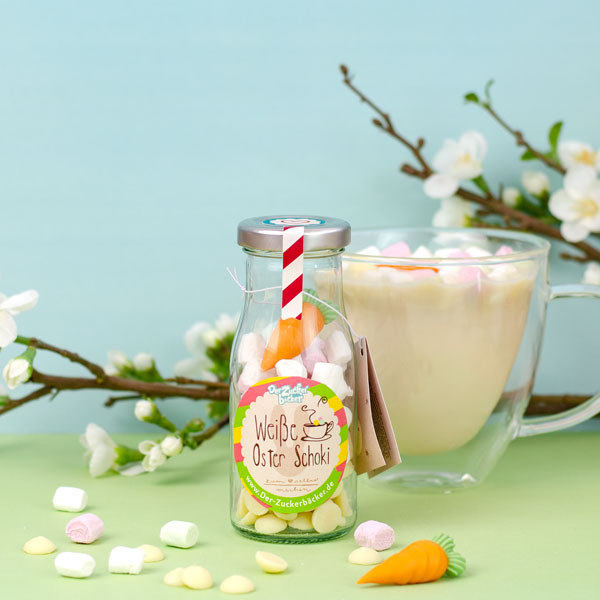 DIY Flasche - Weiße Oster Schoki