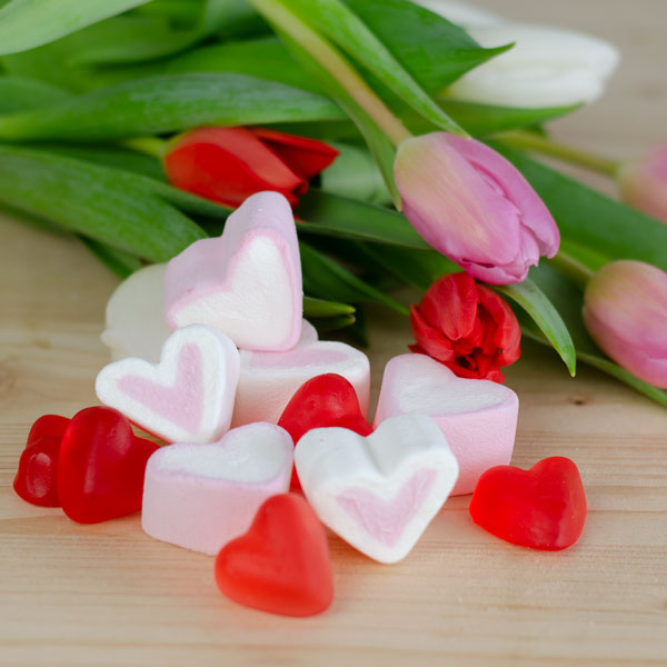 „Süßes von Herzen“ Naschbeutel – Fruchtgummi-Herzen liebevoll verpackt zum Valentinstag