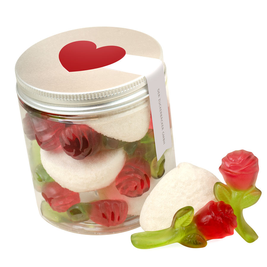 Rosen in der Dose – Edles Valentinstagsgeschenk mit Fruchtgummi-Rosen & Marshmallows
