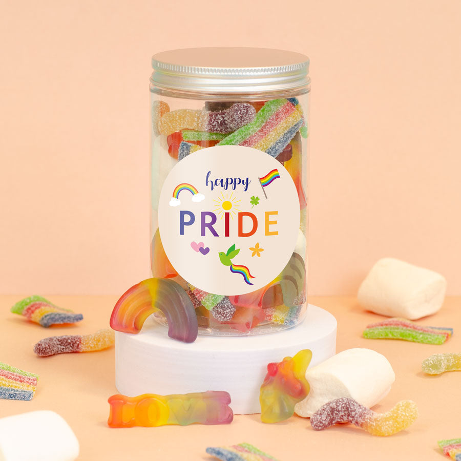 Be Proud - vegane Regenbogen-Süßigkeiten in Geschenk-Dose für Vielfalt & Liebe