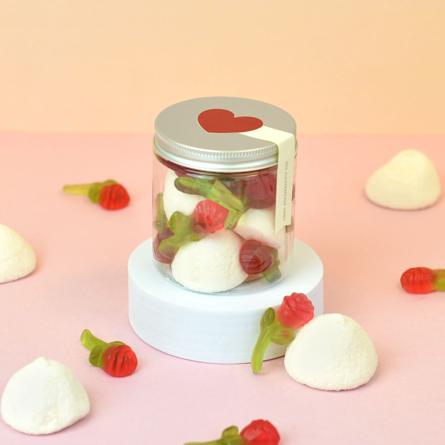 Rosen in der Dose – Edles Valentinstagsgeschenk mit Fruchtgummi-Rosen & Marshmallows