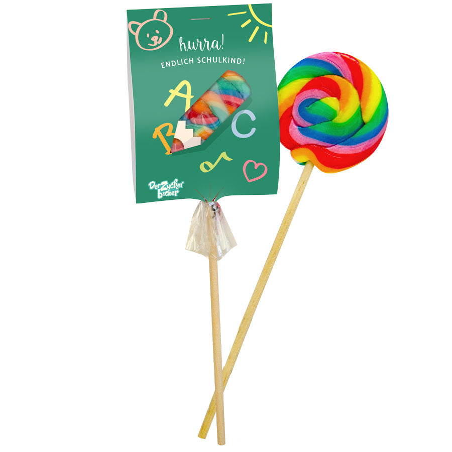 Regenbogenlolli Schulkind