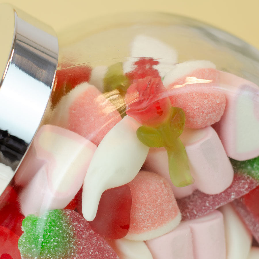 „Jetzt & Immer“ Valentinstags-Geschenk – Edles Süßigkeitenglas mit Fruchtgummi & Marshmallows