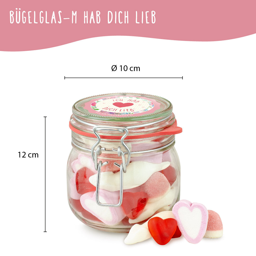 “Hab Dich Lieb“-Glas – Gummibärchen-Geschenk zum Valentinstag & Jahrestag (280g)