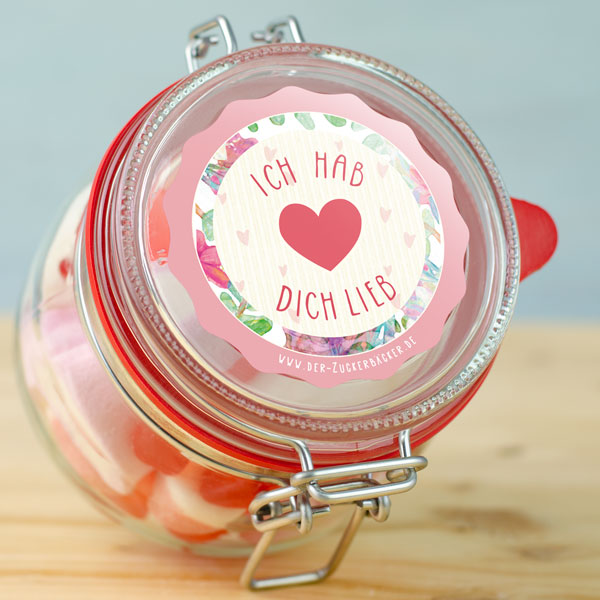 “Hab Dich Lieb“-Glas – Gummibärchen-Geschenk zum Valentinstag & Jahrestag (280g)