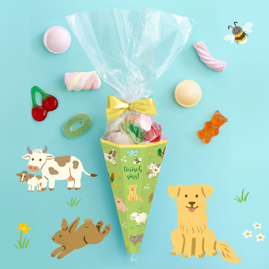 Süße Tiertüte - Geschenk zur Einschulung