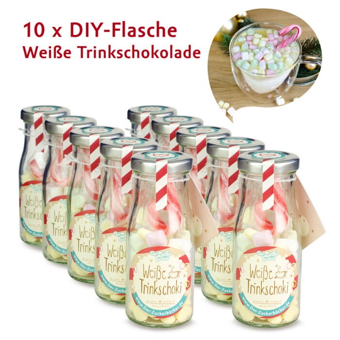 DIY Flasche - Weiße Trinkschokolade 10er Set